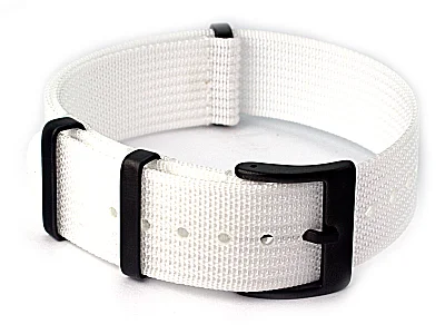 Ribbed Nylon Nato Watch Strap PVD Military Divers White 21mm (image for) Ribbed Nylon Nato Watch Strap PVD Military Divers White 21mm
