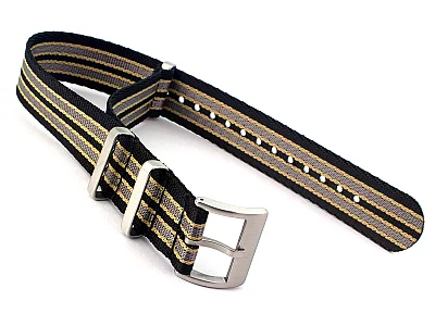 20mm Black/Beige/Grey (S) Seatbelt Nato Watch Strap Military Divers (image for) 20mm Black/Beige/Grey (S) Seatbelt Nato Watch Strap Military Divers
