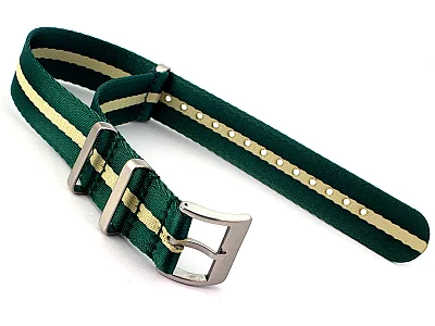 20mm Green/Beige Seatbelt Nato Watch Strap Military Divers (image for) 20mm Green/Beige Seatbelt Nato Watch Strap Military Divers