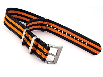 20mm Black/Orange Seatbelt Nato Watch Strap Military Divers (image for) 20mm Black/Orange Seatbelt Nato Watch Strap Military Divers
