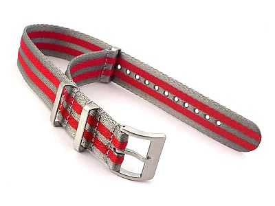 22mm Grey/Red Seatbelt Nato Watch Strap Military Divers (image for) 22mm Grey/Red Seatbelt Nato Watch Strap Military Divers