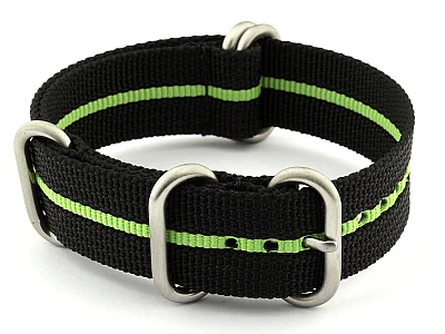 26mm Black/Green - Nylon Watch Strap/Band Strong Heavy Duty (4/5 rings) Military (image for) 26mm Black/Green - Nylon Watch Strap/Band Strong Heavy Duty (4/5 rings) Military