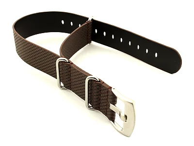 Synthetic Waterproof Nato Watch Strap Hydrophobized Leather Lining Brown 24mm (image for) Synthetic Waterproof Nato Watch Strap Hydrophobized Leather Lining Brown 24mm