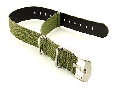 Synthetic Waterproof Nato Watch Strap Hydrophobized Leather Lining Green 22mm (image for) Synthetic Waterproof Nato Watch Strap Hydrophobized Leather Lining Green 22mm