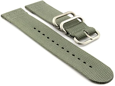 TWO-PIECE NATO Strong Nylon Watch Strap Divers Brushed Rings Grey 18mm (image for) TWO-PIECE NATO Strong Nylon Watch Strap Divers Brushed Rings Grey 18mm