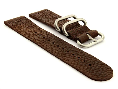 Leather Two-piece Nato Vintage Watch Strap Dark Brown 22mm (image for) Leather Two-piece Nato Vintage Watch Strap Dark Brown 22mm