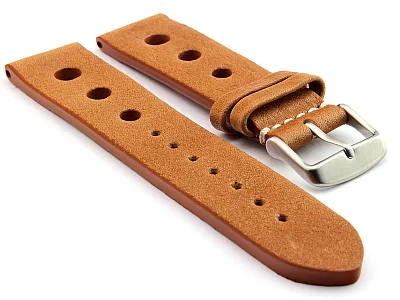 Genuine Leather Watch Strap Band Prague Rally Brown 22mm (image for) Genuine Leather Watch Strap Band Prague Rally Brown 22mm