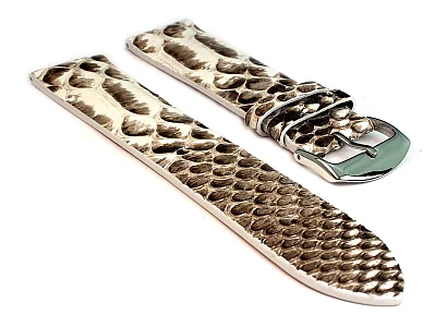 Genuine Snake Python Leather Watch Strap Band Beige (Black) 22mm (image for) Genuine Snake Python Leather Watch Strap Band Beige (Black) 22mm