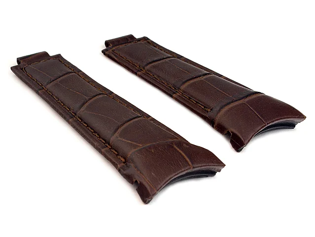 Curved Leather Watch Strap Compatible w. Rolex Daytona Dark Brown 20mm/16mm/9mm (image for) Curved Leather Watch Strap Compatible w. Rolex Daytona Dark Brown 20mm/16mm/9mm