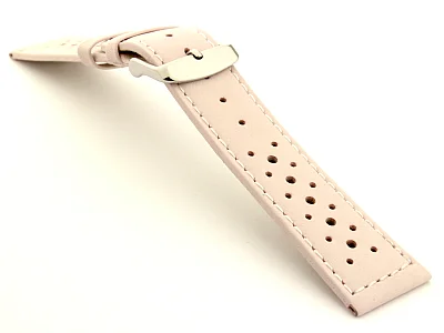 18mm Pink/White - Genuine Leather Watch Strap / Band RIDER, Perforated (image for) 18mm Pink/White - Genuine Leather Watch Strap / Band RIDER, Perforated