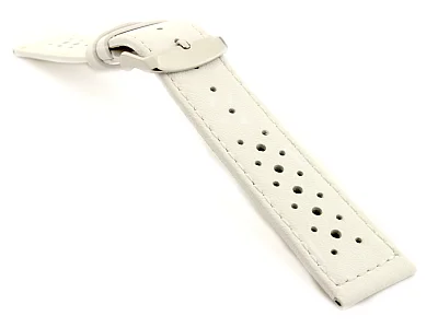 22mm White/White - Genuine Leather Watch Strap / Band RIDER (image for) 22mm White/White - Genuine Leather Watch Strap / Band RIDER