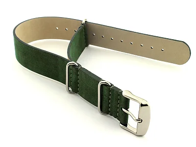 Suede Leather Nato G10 Military Watch Strap Green 22mm (image for) Suede Leather Nato G10 Military Watch Strap Green 22mm