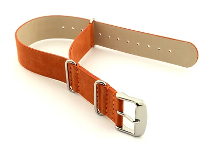 Suede Leather Nato G10 Military Watch Strap Orange 18mm (image for) Suede Leather Nato G10 Military Watch Strap Orange 18mm