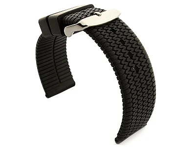 Silicone Watch Strap Summer Tread Waterproof Black 20mm (image for) Silicone Watch Strap Summer Tread Waterproof Black 20mm