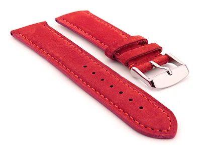 Suede Genuine Leather Watch Strap Teacher Red 20mm (image for) Suede Genuine Leather Watch Strap Teacher Red 20mm