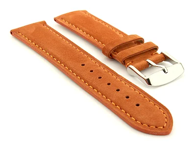 Suede Genuine Leather Watch Strap Teacher Orange 20mm (image for) Suede Genuine Leather Watch Strap Teacher Orange 20mm