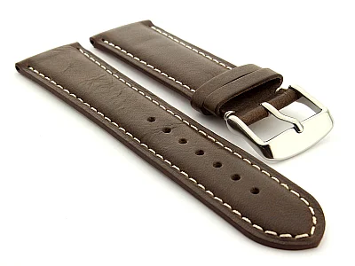Leather Watch Strap Twister Dark Brown / White 20mm (image for) Leather Watch Strap Twister Dark Brown / White 20mm