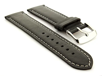 Leather Watch Strap Twister Black / White 19mm (image for) Leather Watch Strap Twister Black / White 19mm