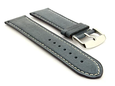 Leather Watch Strap Twister Blue / White 24mm (image for) Leather Watch Strap Twister Blue / White 24mm