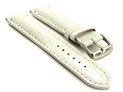 Leather Watch Strap VIP - Alligator Grain White 24mm (image for) Leather Watch Strap VIP - Alligator Grain White 24mm