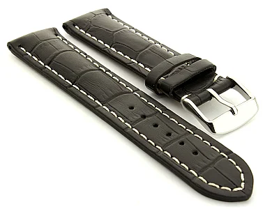 Leather Watch Strap VIP - Alligator Grain Black 20mm (image for) Leather Watch Strap VIP - Alligator Grain Black 20mm