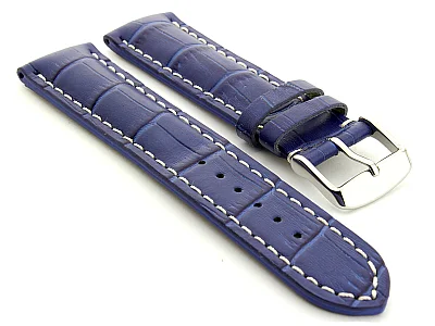 Leather Watch Strap VIP - Alligator Grain Blue 22mm (image for) Leather Watch Strap VIP - Alligator Grain Blue 22mm