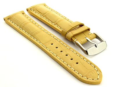 Leather Watch Strap VIP - Alligator Grain Yellow 18mm (image for) Leather Watch Strap VIP - Alligator Grain Yellow 18mm
