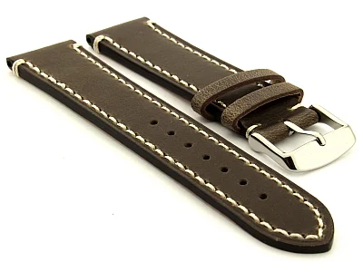 Genuine Leather Watch Strap Band Vito Dark Brown 20mm (image for) Genuine Leather Watch Strap Band Vito Dark Brown 20mm