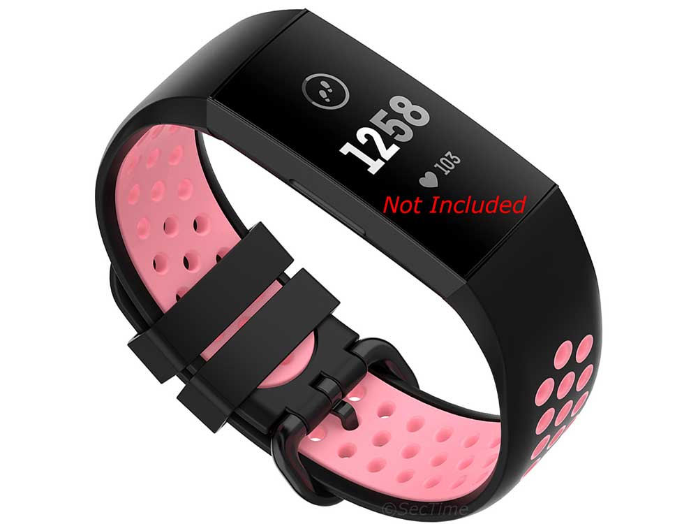Replacement Silicone Watch Strap Band For Fitbit Charge 3, 4 Black/Pink - Universal M2 - 01