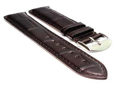 Genuine Alligator Leather Watch Strap Band Louisiana Dark Brown 19mm