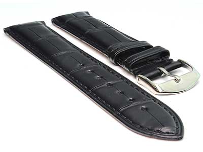 Genuine Alligator Leather Watch Strap Band Louisiana Black 19mm