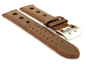 Rally Style Genuine Leather Vegetable-tanned Watch Strap Dani Dark Brown 22mm