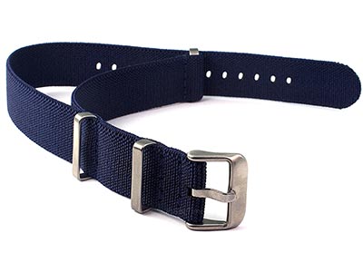Elastic Nylon/Rubber Nato Watch Strap Military Divers Navy Blue 20mm