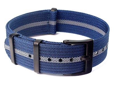 Ribbed Nylon Nato Watch Strap PVD Military Divers Navy Blue/Grey (3) 02