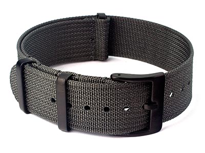 Ribbed Nylon Nato Watch Strap PVD Military Divers Ash Grey 24mm