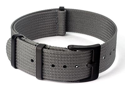 Ribbed Nylon Nato Watch Strap PVD Military Divers Grey 24mm