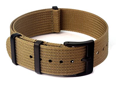 Ribbed Nylon Nato Watch Strap PVD Military Divers Khaki 02