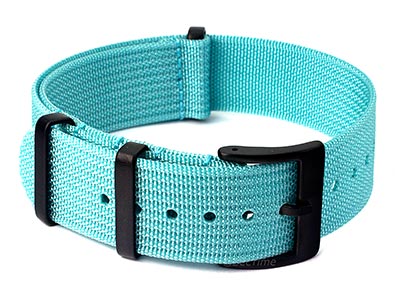 Ribbed Nylon Nato Watch Strap PVD Military Divers Turquoise 24mm