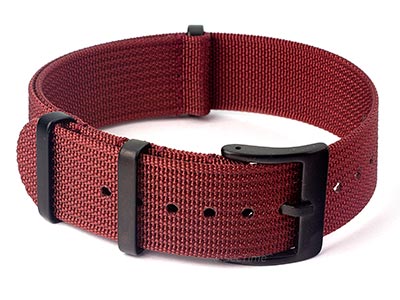 Ribbed Nylon Nato Watch Strap PVD Military Divers Maroon 01