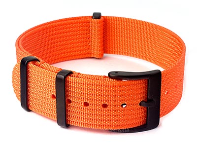 Ribbed Nylon Nato Watch Strap PVD Military Divers Orange 24mm