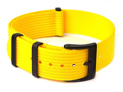 Ribbed Nylon Nato Watch Strap PVD Military Divers Yellow 01