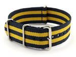 NATO G10 Watch Strap Military Nylon Divers (3 rings) Blue/Yellow 20mm