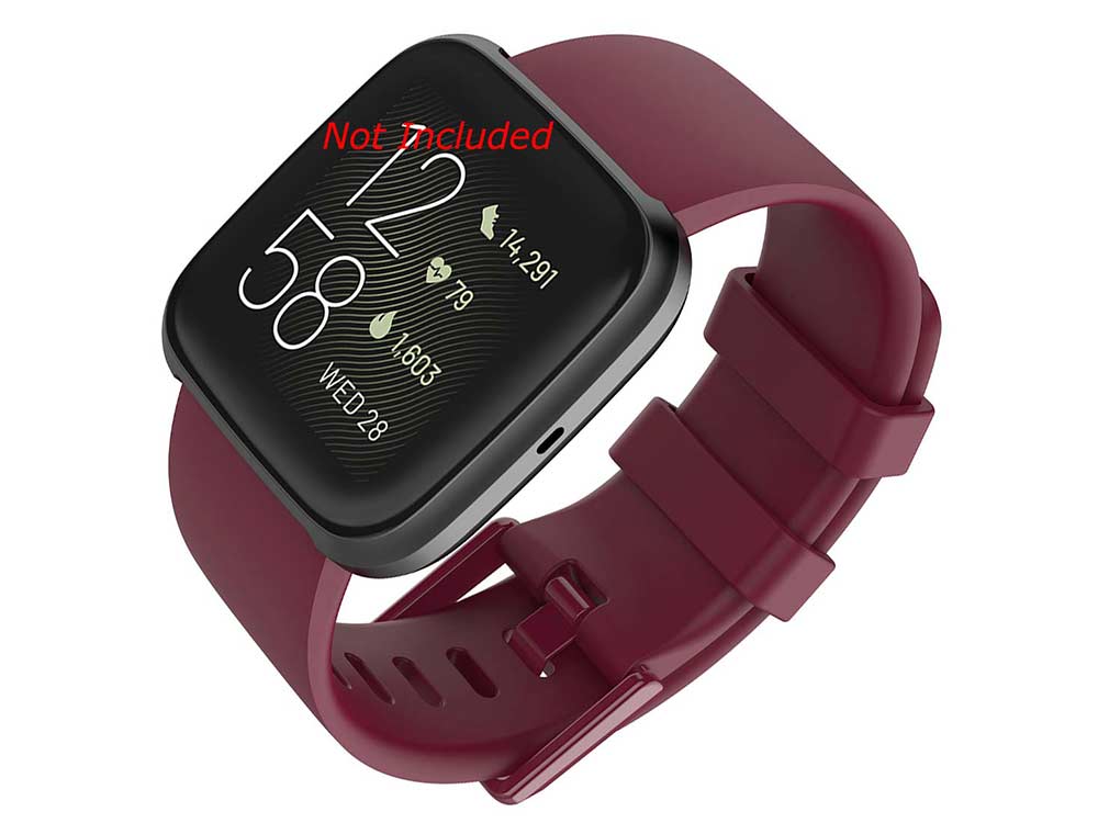 Replacement Silicone Watch Strap Band For Fitbit Versa 1, 2, Lite Maroon - Small 01 M1