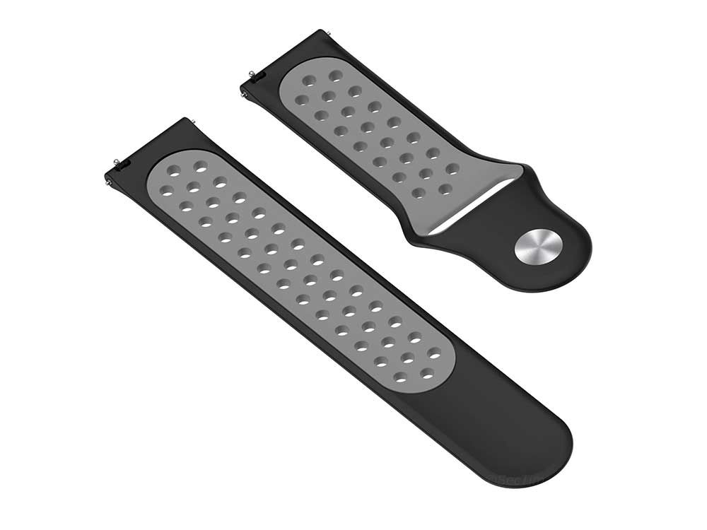 Replacement Silicone Watch Strap Band For Fitbit Versa 1, 2, Lite Black/Grey - 05 M2