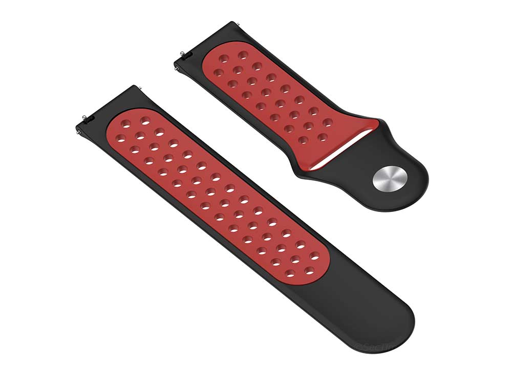 Replacement Silicone Watch Strap Band For Fitbit Versa 1, 2, Lite Black/Red - 05 M2