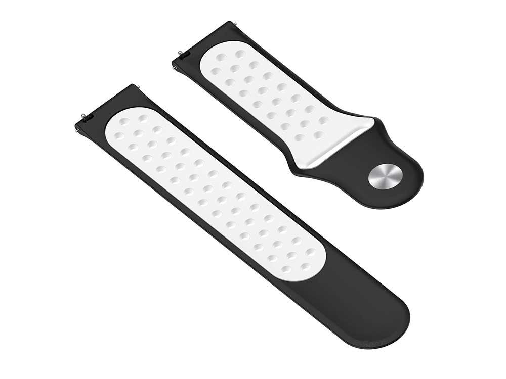 Replacement Silicone Watch Strap Band For Fitbit Versa 1, 2, Lite Black/White - 05 M2