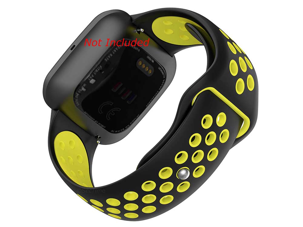 Replacement Silicone Watch Strap Band For Fitbit Versa 1, 2, Lite Black/Yellow - 02 M2