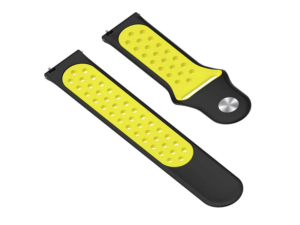 Replacement Silicone Watch Strap Band For Fitbit Versa 1, 2, Lite Black/Yellow - 05 M2