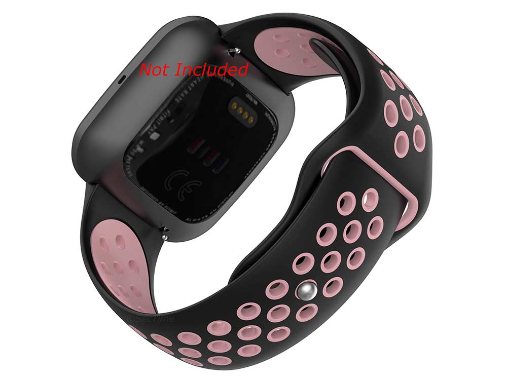 Replacement Silicone Watch Strap Band For Fitbit Versa 1, 2, Lite Black/Pink - 02 M2