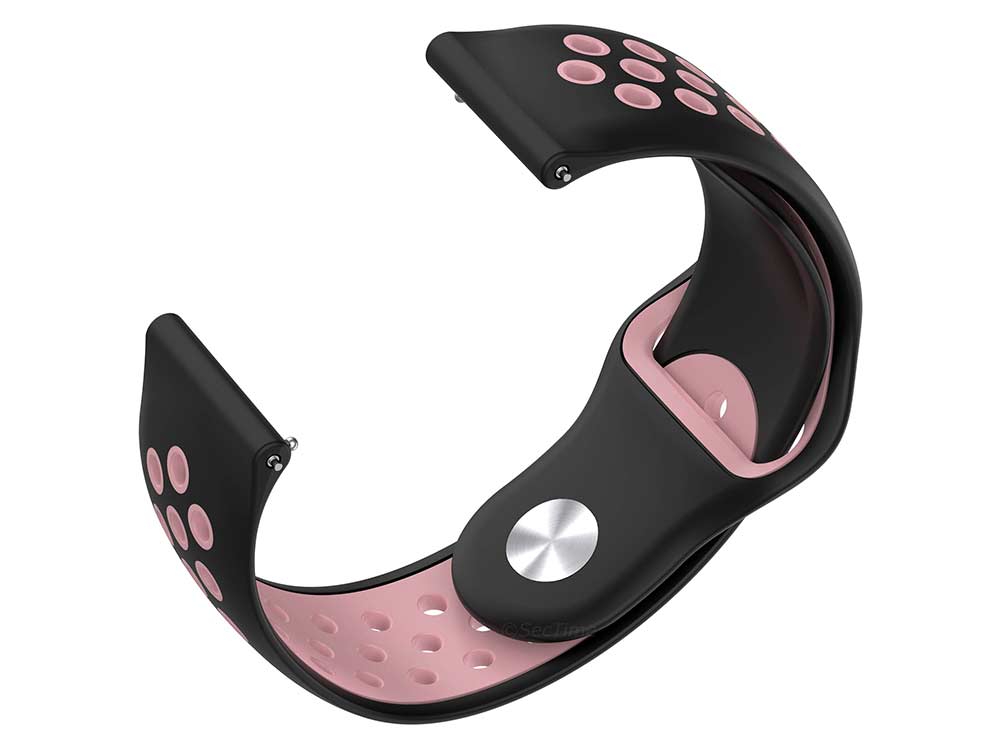 Replacement Silicone Watch Strap Band For Fitbit Versa 1, 2, Lite Black/Pink - 04 M2